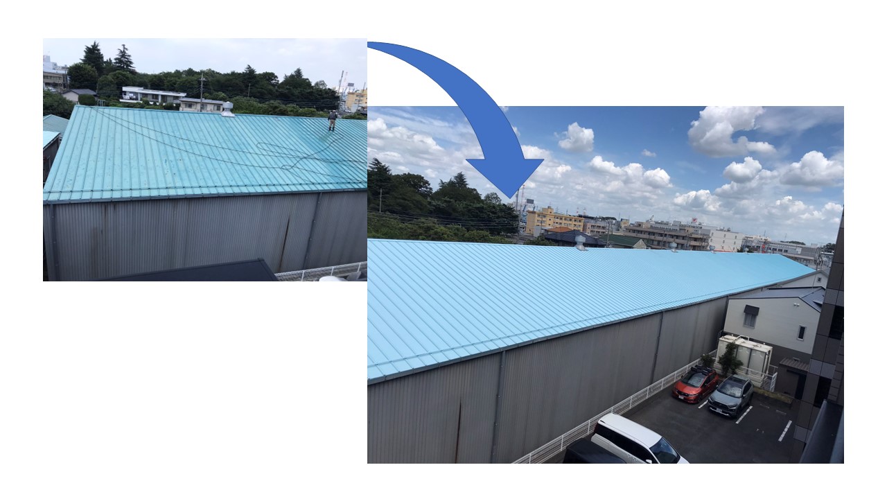 さいたま市北区の倉庫屋根塗装　遮断熱塗料「キルコ」使用